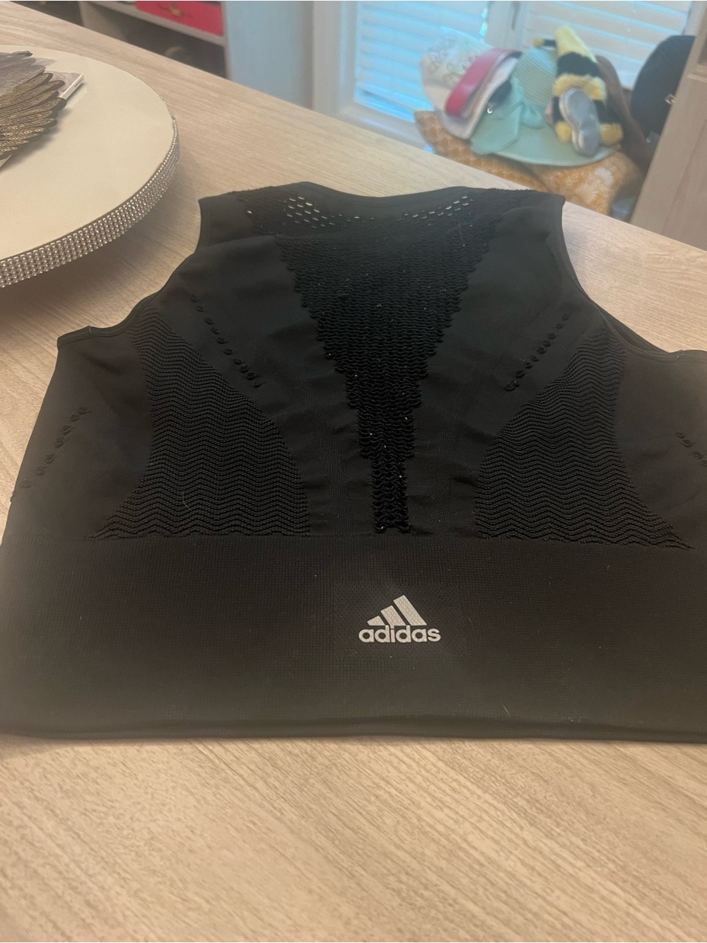 Adidas Aeroknit Black Mesh Running Crop Top l M - Picture 3 of 4
